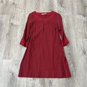 Beautiful Bright Linen Dress, Size P,  Brand Flax, Two Toned Red